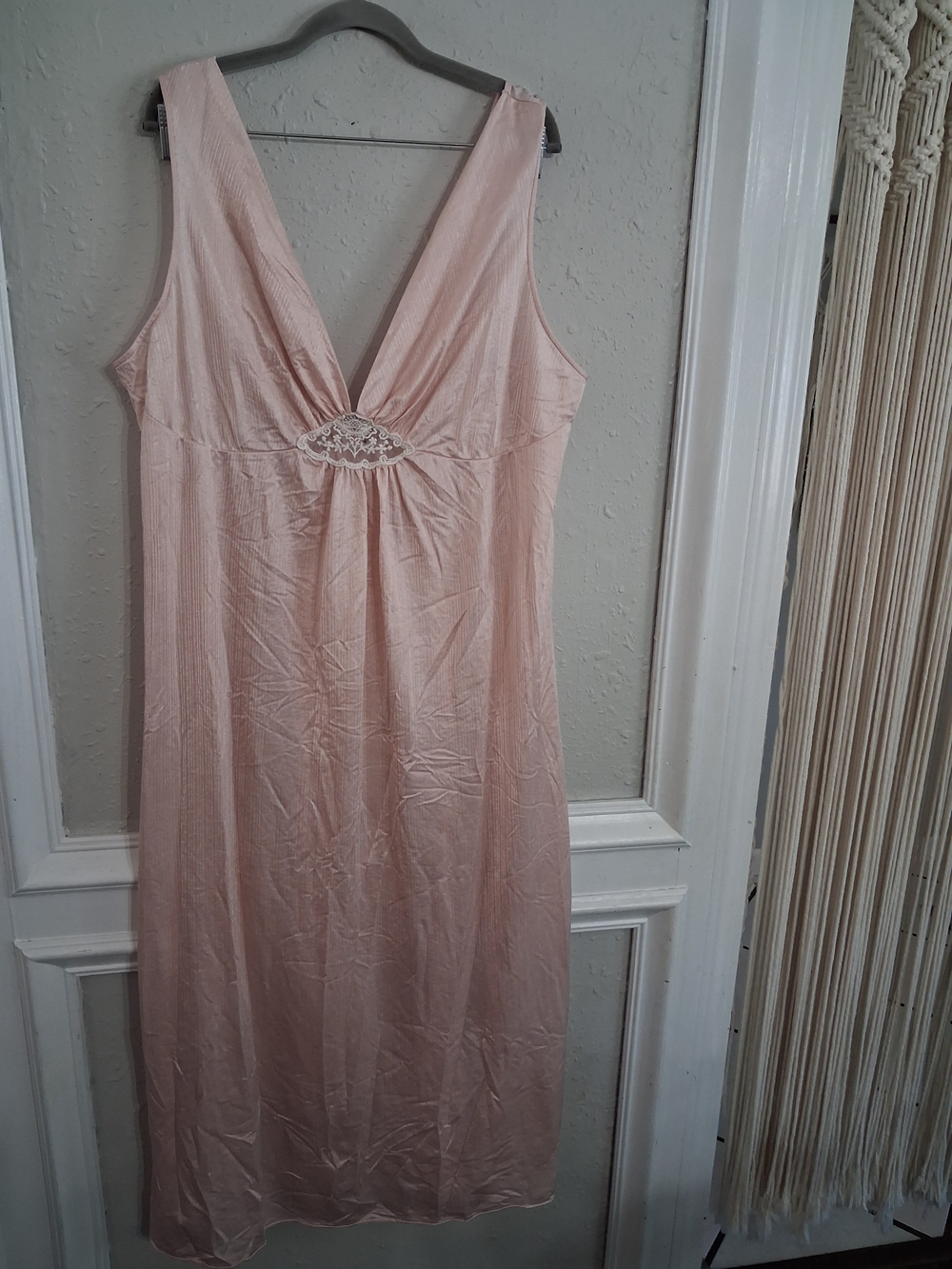 Vintage montgomery ward lingerie maxi slip dress nightgown volup xl 70s 80s pink